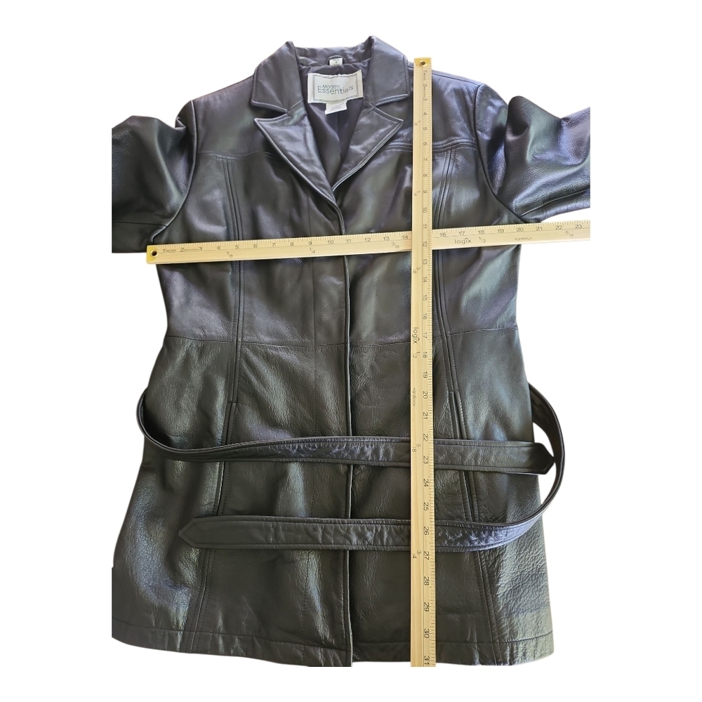 Modern Essentials Black Faux Leather Belted Jacket – Size Medium, Minimalist - Picture 9 of 10